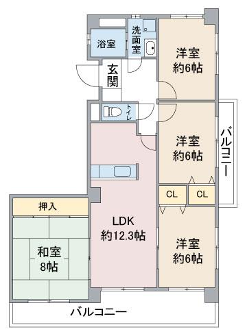 キャストル社が丘(4LDK/2階)の間取り写真