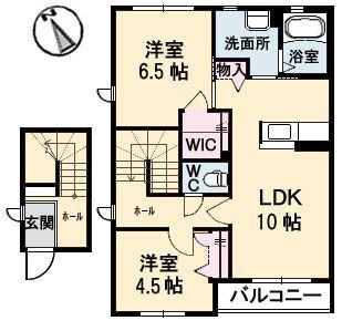 ヴィラーチェ・シエロ(2LDK/2階)の間取り写真