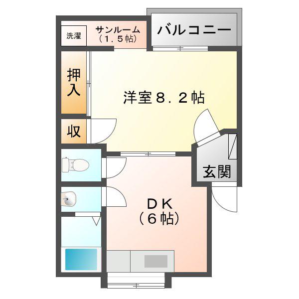 コーポイースト(1DK/2階)の間取り写真