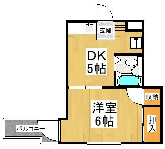 タツミハイツ(1DK/2階)の間取り写真
