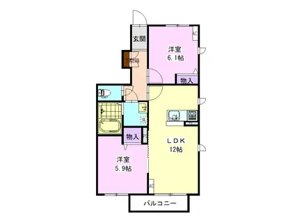 アルファソレイユ(2LDK/1階)の間取り写真