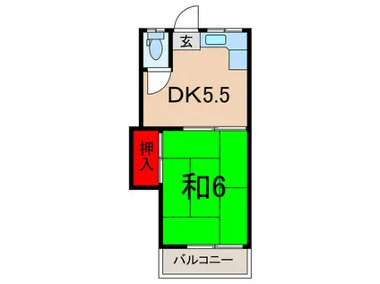 メゾン寿(1DK/2階)の間取り写真