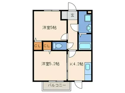 メゾンシャルマン(2K/1階)の間取り写真