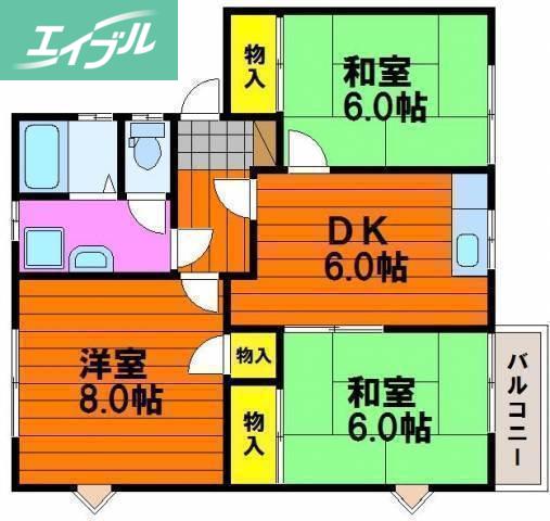 清水コーポG(3DK/2階)の間取り写真