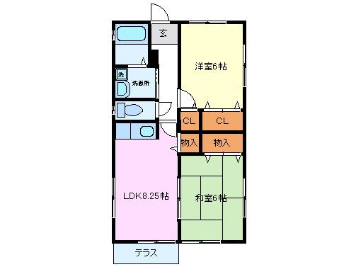 メゾンエスポワール(2LDK/1階)の間取り写真
