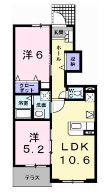 クール・ヴィヴァーチェC(2LDK/1階)の間取り写真