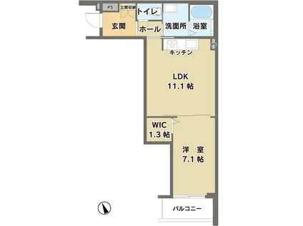シャーメゾンしらはま(1LDK/3階)の間取り写真