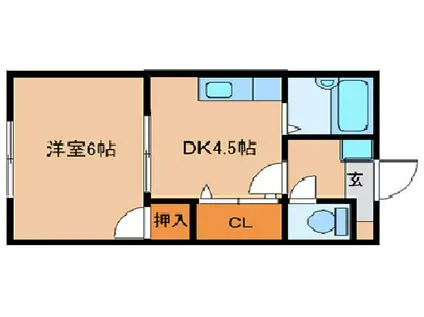 ジョンズフラット(1DK/2階)の間取り写真