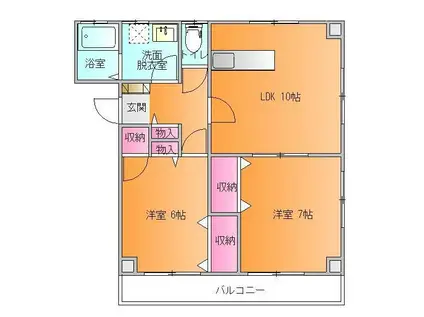 シャンティーユ(2LDK/1階)の間取り写真