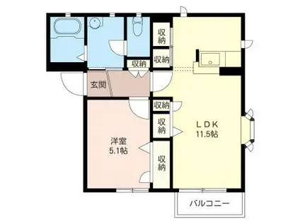 ソレーユ美鈴(1LDK/1階)の間取り写真