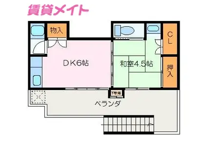 上村様共同(1DK/2階)の間取り写真