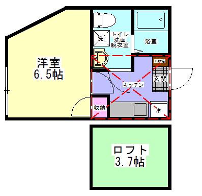 NEAREST 1(1K/1階)の間取り写真