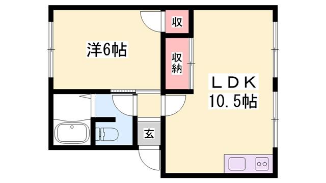 ファミリーハイツ(1LDK/2階)の間取り写真