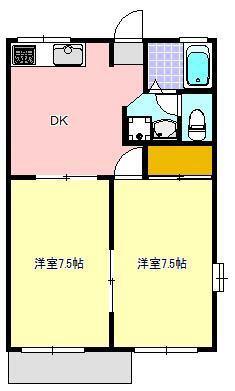 DUECASA(2DK/1階)の間取り写真