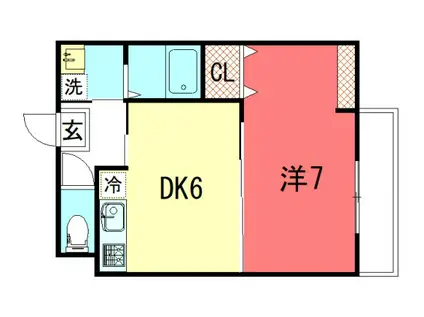 エントランスライフ宝ヶ池(1DK/1階)の間取り写真