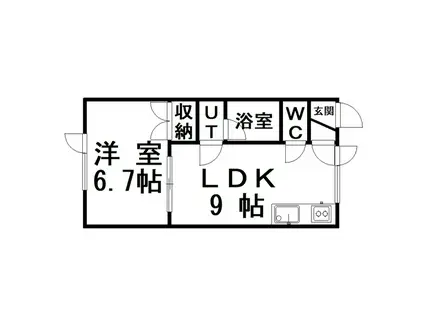 ハイツシバキ(1LDK/2階)の間取り写真