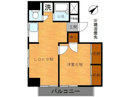 リヴィエール長尾(1LDK/2階)の間取り写真
