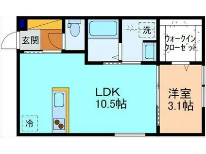 INTEGRAL EDEN(1LDK/2階)の間取り写真