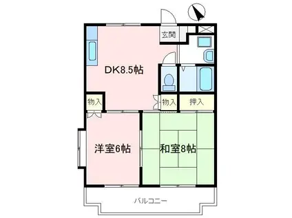 クレスト狭山(2DK/2階)の間取り写真