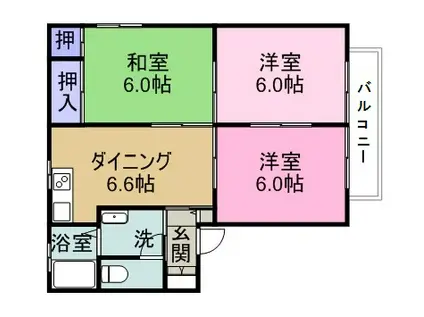 JR山陽本線 福山駅 徒歩35分 2階建 築29年(3DK/1階)の間取り写真