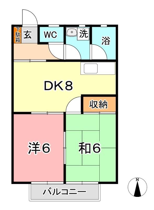 コーポ田中(2DK/2階)の間取り写真