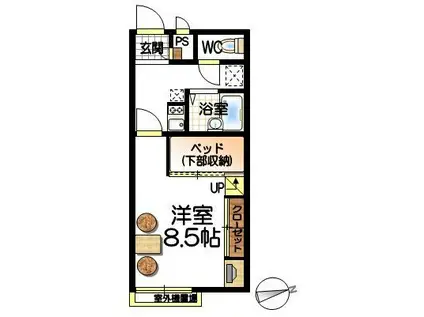 リトルガーデン(1K/2階)の間取り写真