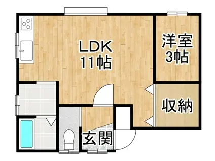 M・KハイツA(1DK/1階)の間取り写真