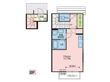 LEVEL TWEE(ワンルーム/2階)の間取り写真