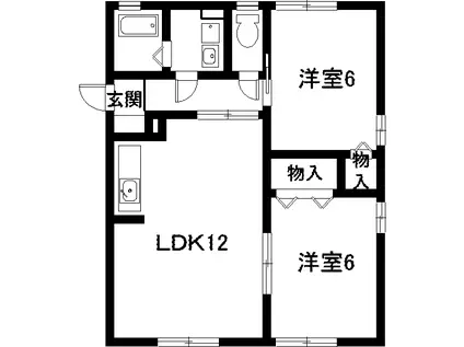 ドエル尾崎(2LDK/1階)の間取り写真