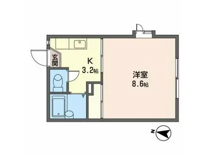 アルコットB(1K/1階)の間取り写真