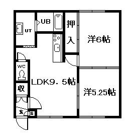 セレナハイツ(2LDK/2階)の間取り写真
