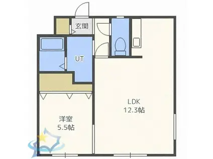 プレステージ知事公館(1LDK/1階)の間取り写真