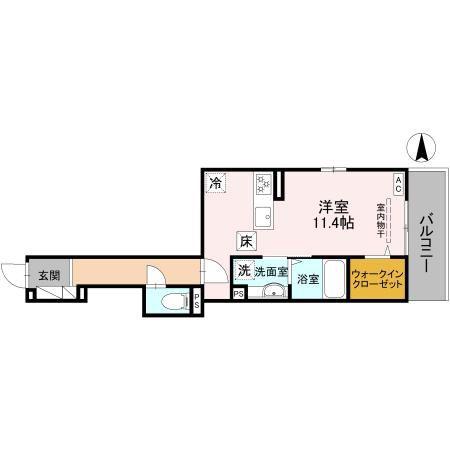 LA MAISON 表町(ワンルーム/1階)の間取り写真