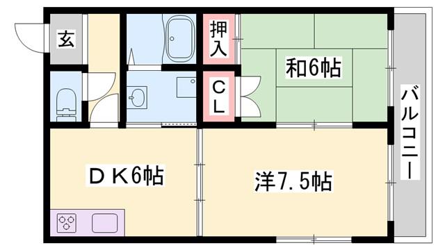 エルヴィエント花北(2DK/4階)の間取り写真