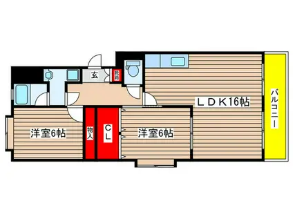 ファミーユ西浦(2LDK/4階)の間取り写真