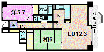 レールシティ幸西(2LDK/5階)の間取り写真