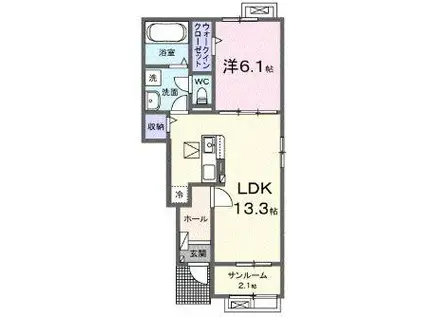 JR山陽本線 東尾道駅 徒歩12分 2階建 新築(1LDK/1階)の間取り写真