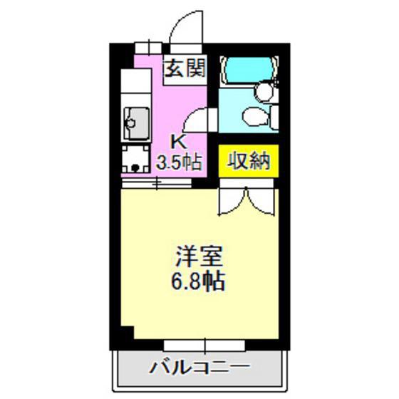 ロイヤルマンション前橋(1K/3階)の間取り写真