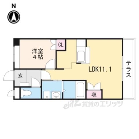 ル・シエル・ブル篠山(1LDK/2階)の間取り写真