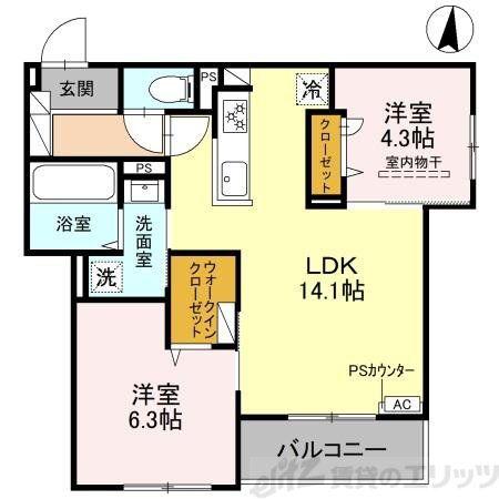 めぞん西田中(2LDK/2階)の間取り写真