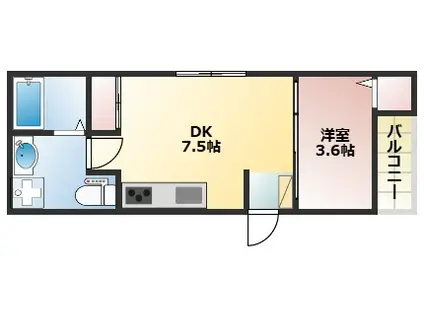 アルクグレイス(1DK/1階)の間取り写真