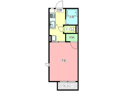 ルミエールB棟(1K/2階)の間取り写真