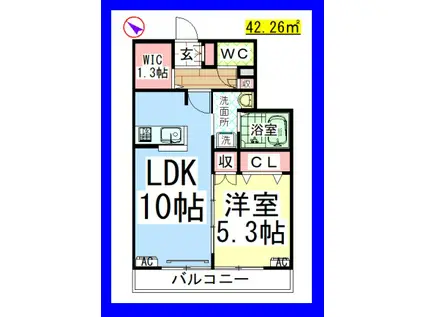 AF ラフィネス(1LDK/3階)の間取り写真