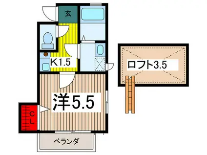 清静ハイム(1K/2階)の間取り写真