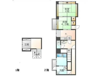御陵下町10-3 2階(2K/2階)の間取り写真