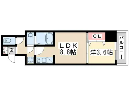 アルティザ緑地公園(1LDK/7階)の間取り写真