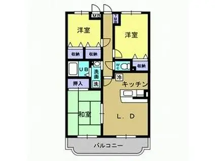 サンツ・ヤマモトA棟(3LDK/2階)の間取り写真