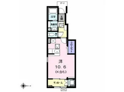 グレース シャトレ 二番(ワンルーム/1階)の間取り写真