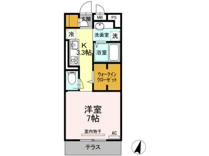 モンロワール(1K/1階)の間取り写真