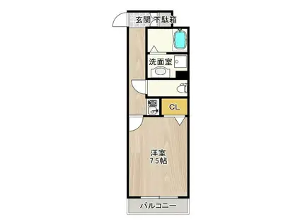 CITYSPIRE神戸元町II(1K/5階)の間取り写真